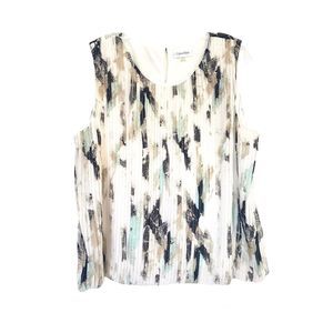 Calvin Klein Front pleated Sleeveless Top Sz Xl